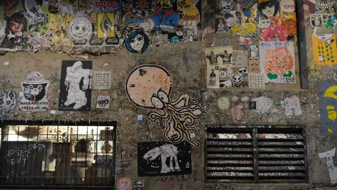 vibrant street art in a Singapore city alley with a mix of colors and textures